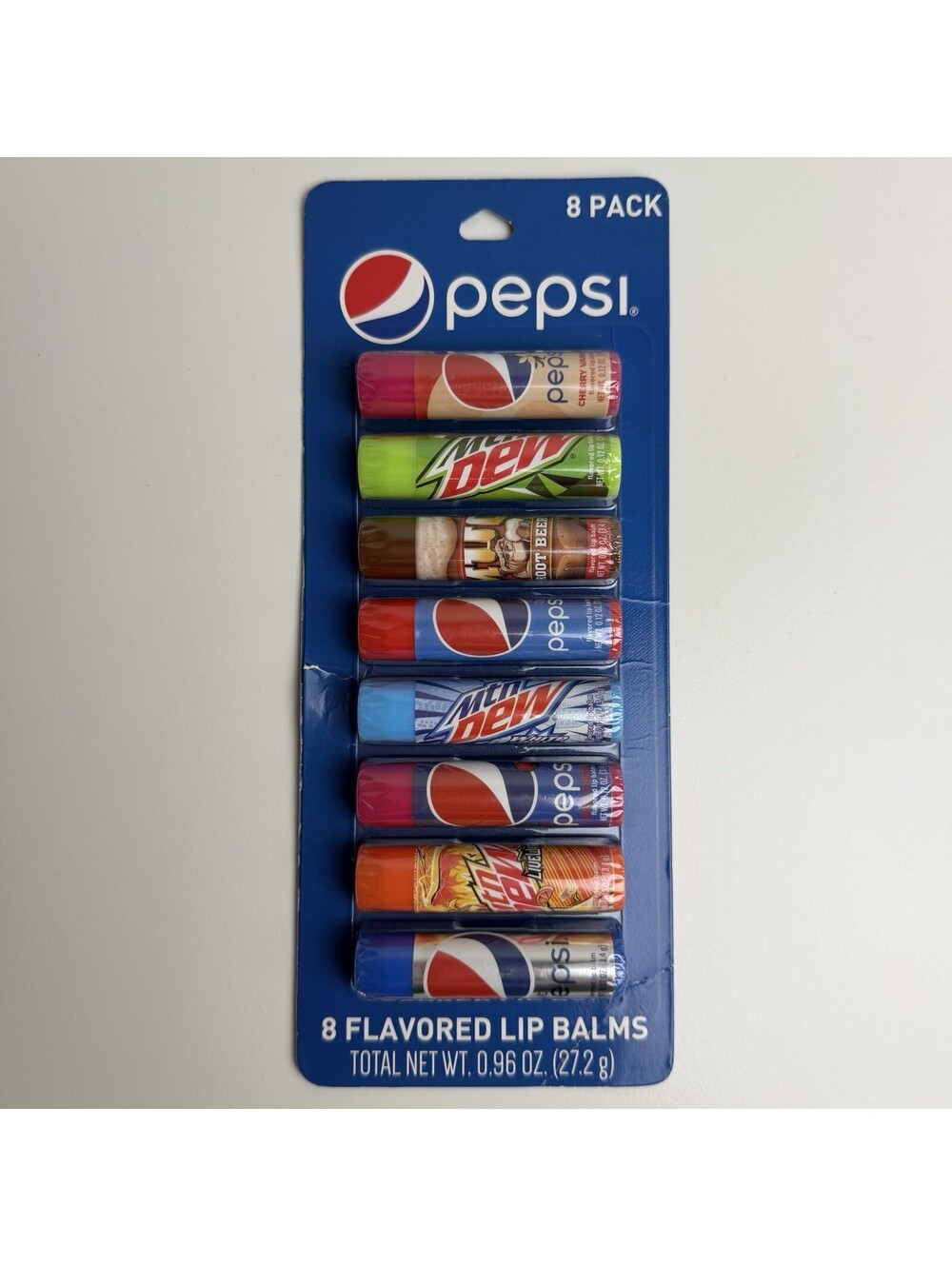 Taste Beauty Pepsi 8 Pack Flavored Lip Balm Soda Mountain Dew New Sealed